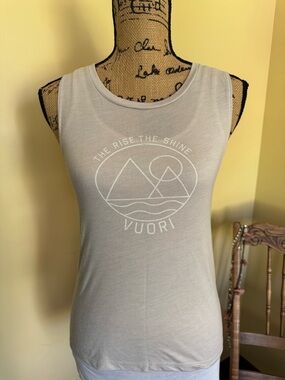 Vuori Light Beige Sleeveless Logo Tank. Size small.